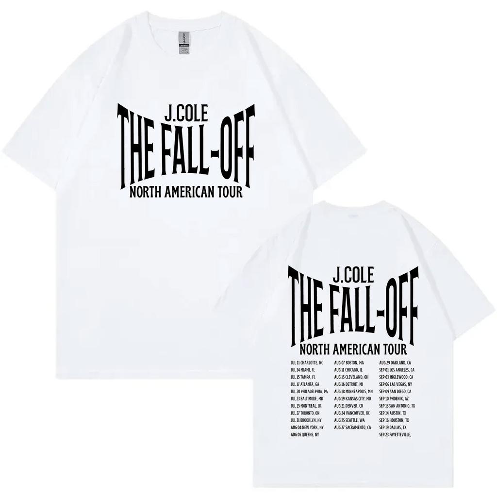 Rapper J Cole The Fall Off Tour 2026 Print T Shirt Harajuku Hip Hop Short Sleeve Tshirt Men Women Casual Fashion Loose Tshirts