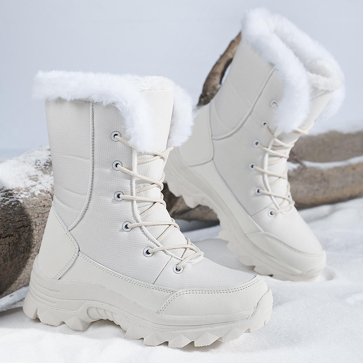 

TUINANLE Thickened Snow Boots Antiskid Casual Winter Cotton Shoes Plush Warm Women s Short Boots Outdoor Work Shoes 36