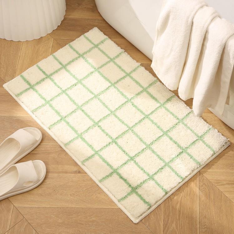 Black & White Striped Non-Slip Absorbent Bathroom Mat – Versatile for Toilet, Bedroom, and Door Entry.