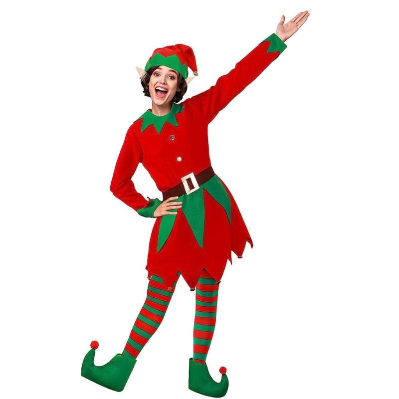 Kostüm Kostüm Herren Damen Weihnachtself Kostüm Elfenhut mit Ohren