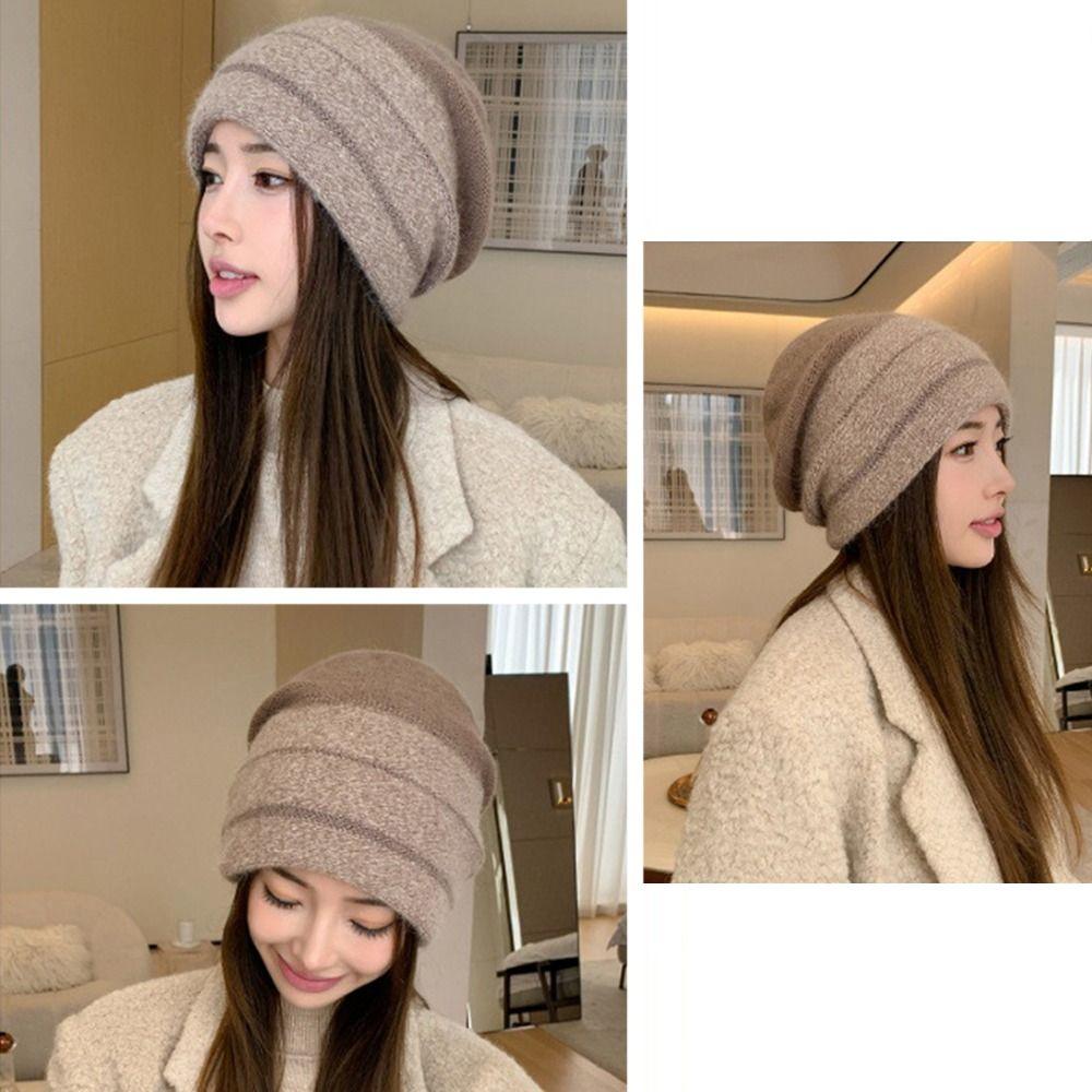 Thickening Knitted Hat Windproof Pullover Hat Casual Bonnet Caps for Women Girls