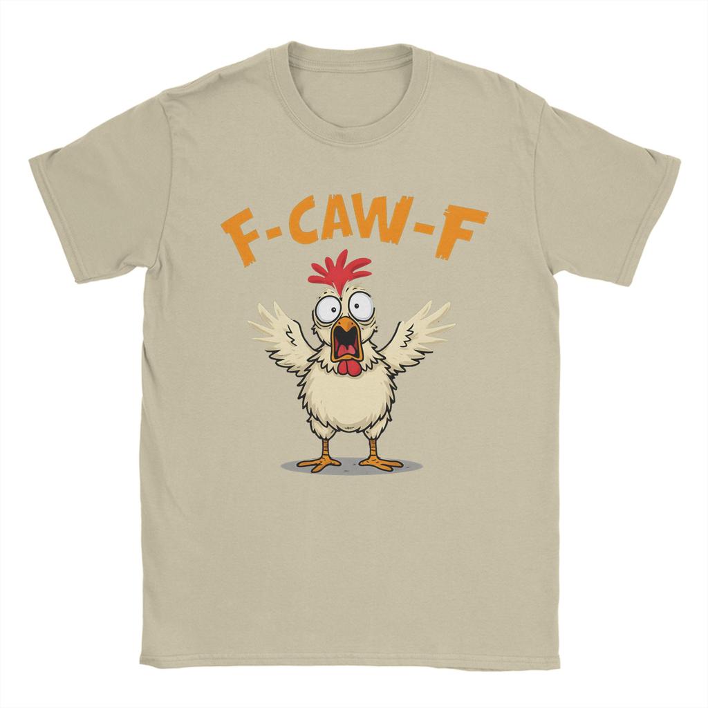 Men's T-Shirt Funny F-Caw-F Spooky Chicken Meme (2) Fashion 100% Cotton Tee Shirt Short Sleeve  T Shirt Crewneck Tops Gift Idea