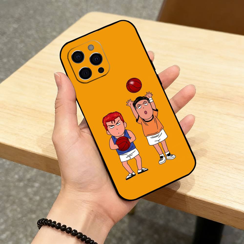 Chibi Basketball Player Phone Case For iPhone 17,16,15,14,13,12,11 Plus,Pro Max,XS,Soft Silicone Black Cover