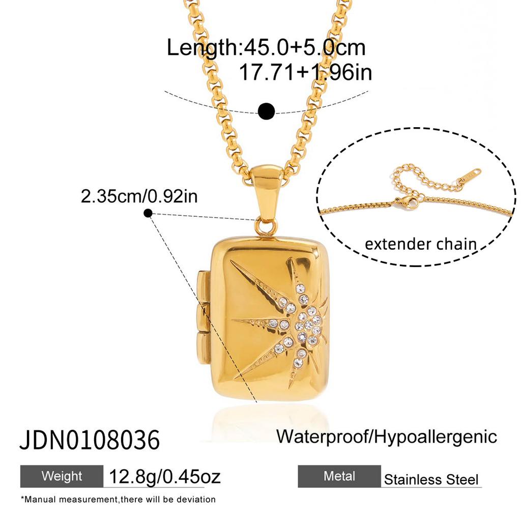 Stainless Steel Photo Box Necklace Light Luxury Niche Clavicle Chain Valentine's Day Titanium Steel Ring Jewelry