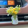 Set Of 4 Cute Flower Bouquet In Glass Vase Car Air Freshener Vent Clips, Mini Artificial Flowers For Car Air Vent Decoration, Auto Interior Dash