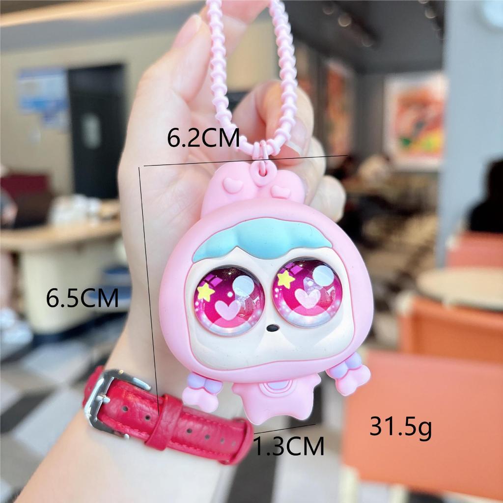 Cute Big-Eyed Braided Girl Squishy Keychain - Cartoon Doll Schoolbag Pendant Gift