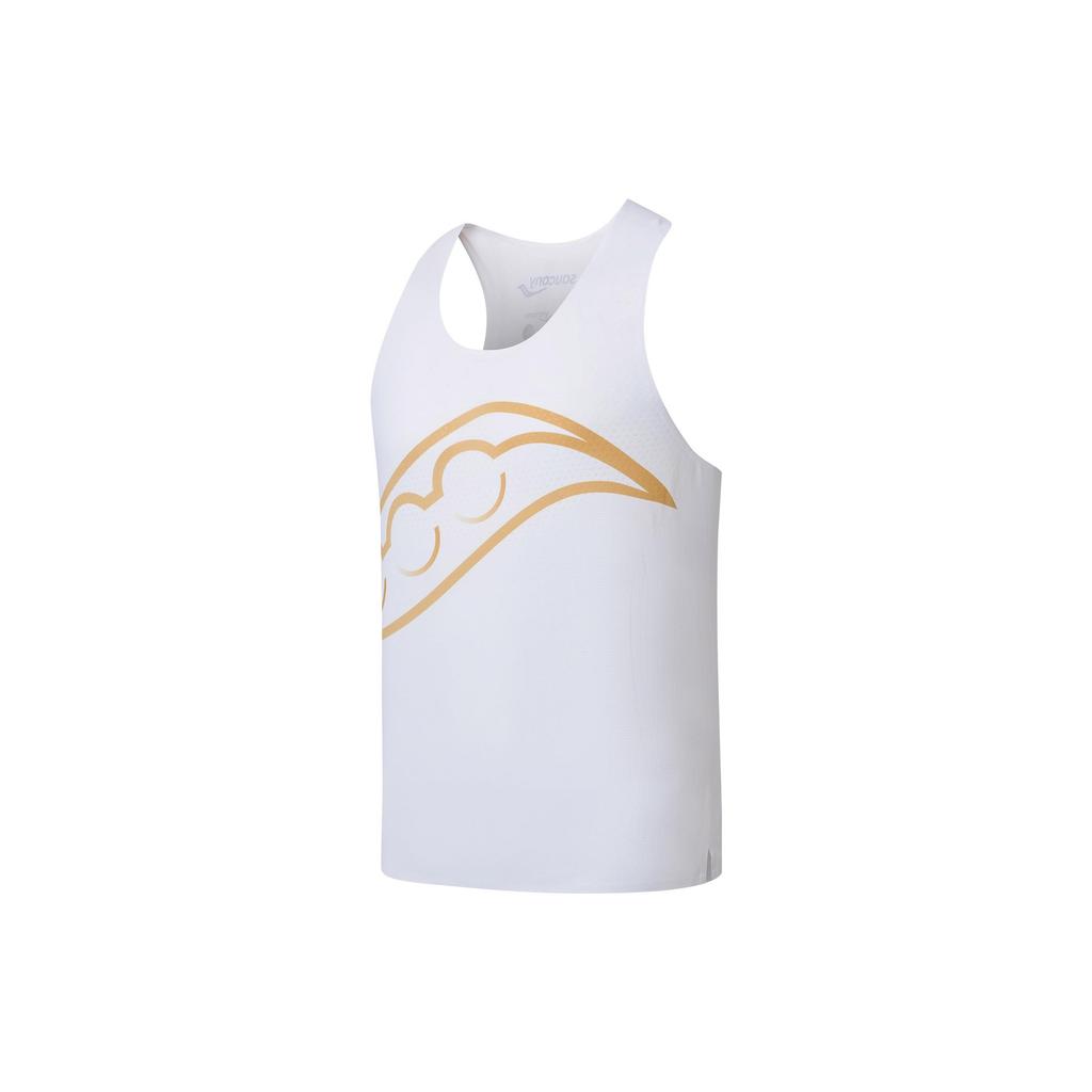 SAUCONY Large Logo Marathon Racing Breathable Lightweight Round Neck Sleeveless Vest Unisex Vests White SC2230271A-WT02