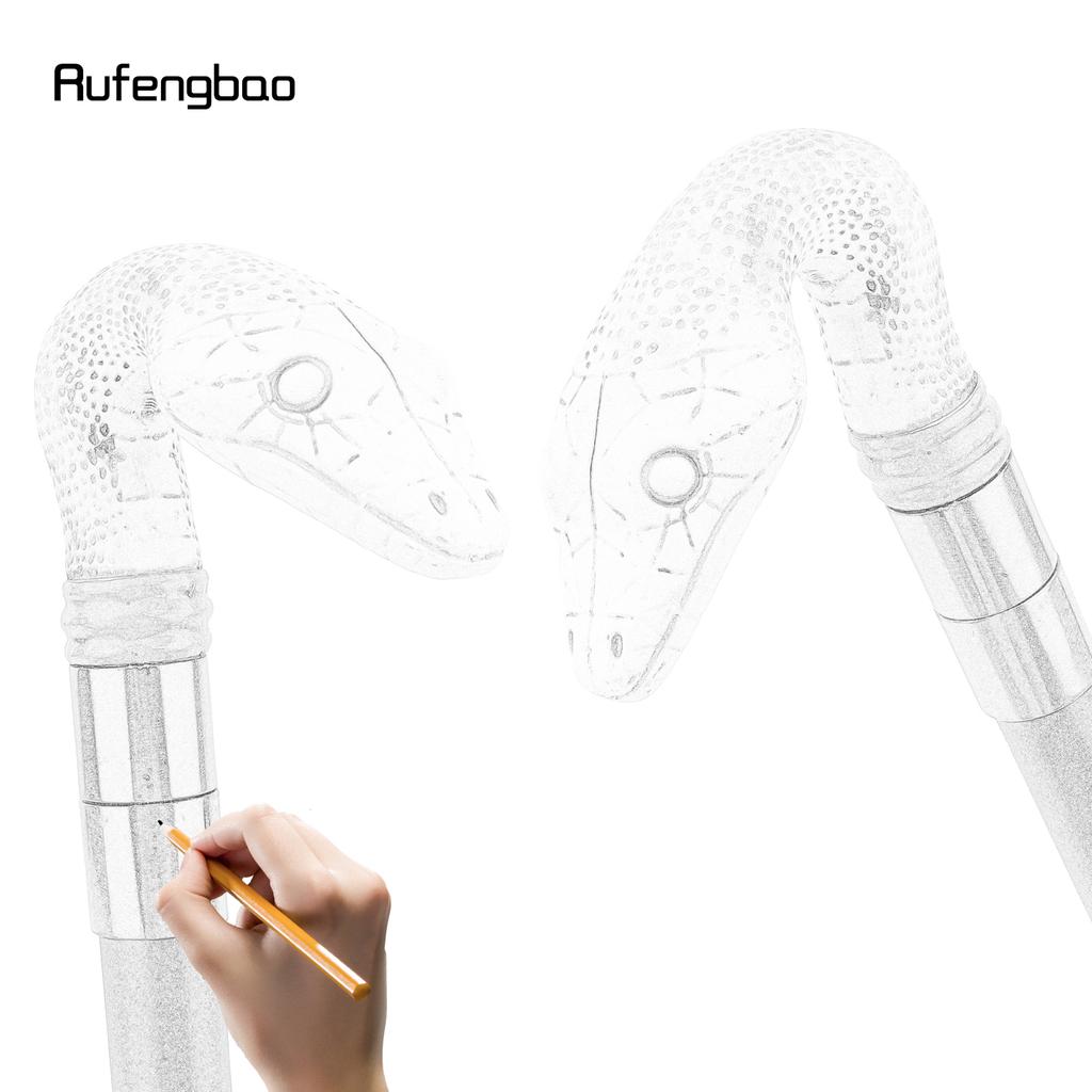 White Resin Snake Cobra Python Head Walking Cane Fashion Decorative Steel Stick Gentleman Elegant Cosplay Cane Knob Crosier 93cm