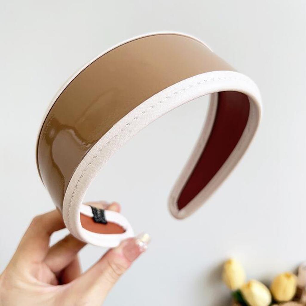 PROLY New Fashion Hair Accessories For Women Side Side PU Leather Hairband Solid Color Turban Summer Vintage Headband For Adult