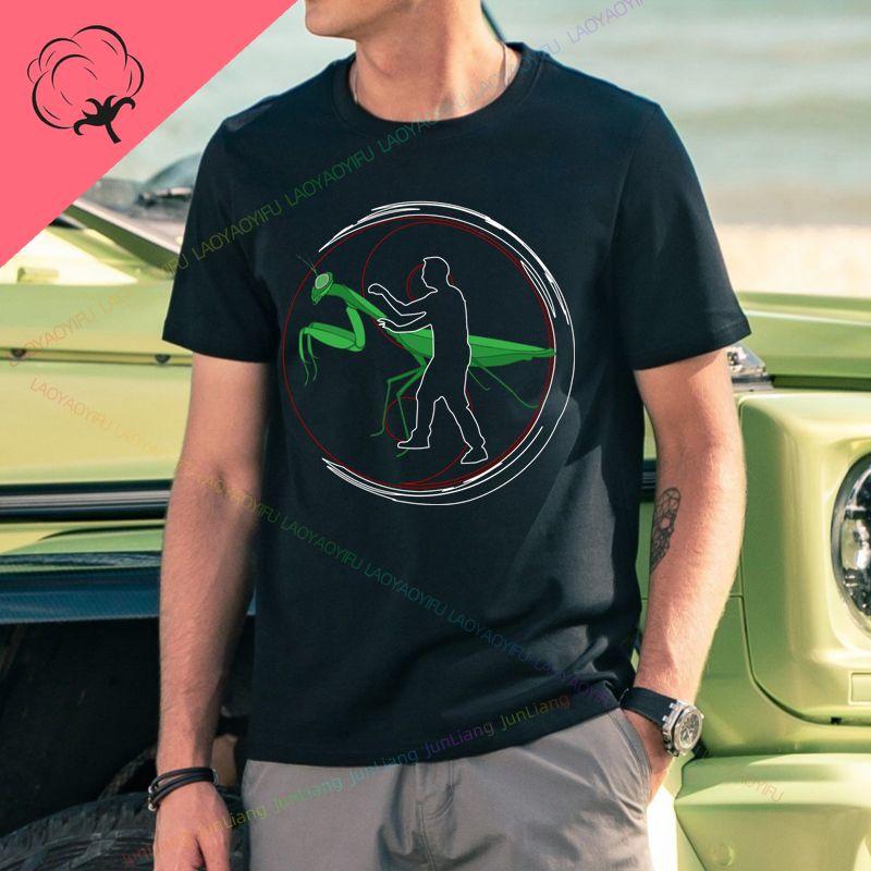 Мантис Кунг-фу Южного стиля Смертоносная Мантис Китайское Кунг-фу Футболка мужская с коротким рукавом из чистого хлопка повседневная ретро топ S