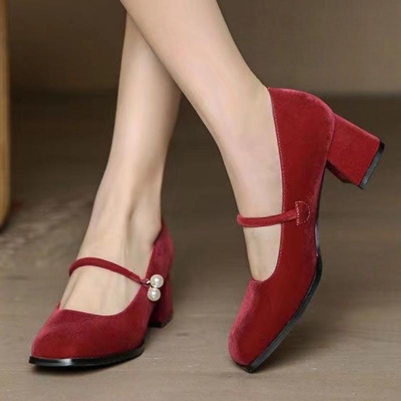 Fashion Elegant Women's High Heels Mary Jane Shoes Bead Heeled Sandals 2025 Trend Summer Fad New Chunky Pumps Party Dress Mujer Zapatos