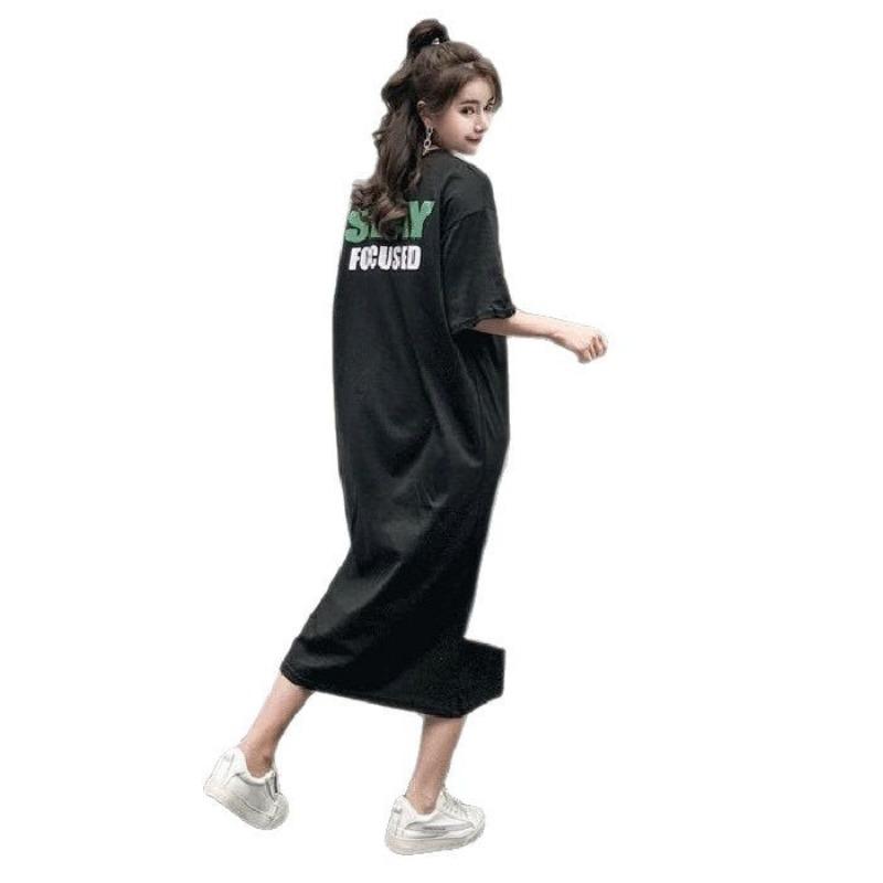 Summer Women's Casual Long Dress Loose Over The Knee T-shirt Long Dress