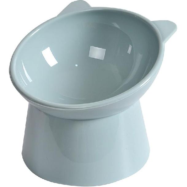 Tilted Cat Food Bowl - Whisker Friendly, Anti Vomiting, Slanted, Cat Bowl, Blue Tall Cat Bowl-Blue