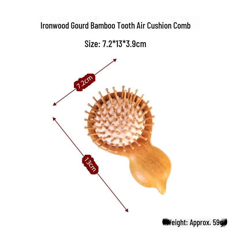  Pettine Massaggiante con Cuscinetto d'Aria in Sandalo Dorato - Pettine Retrò in Legno Massiccio per Capelli Lunghi da Donna