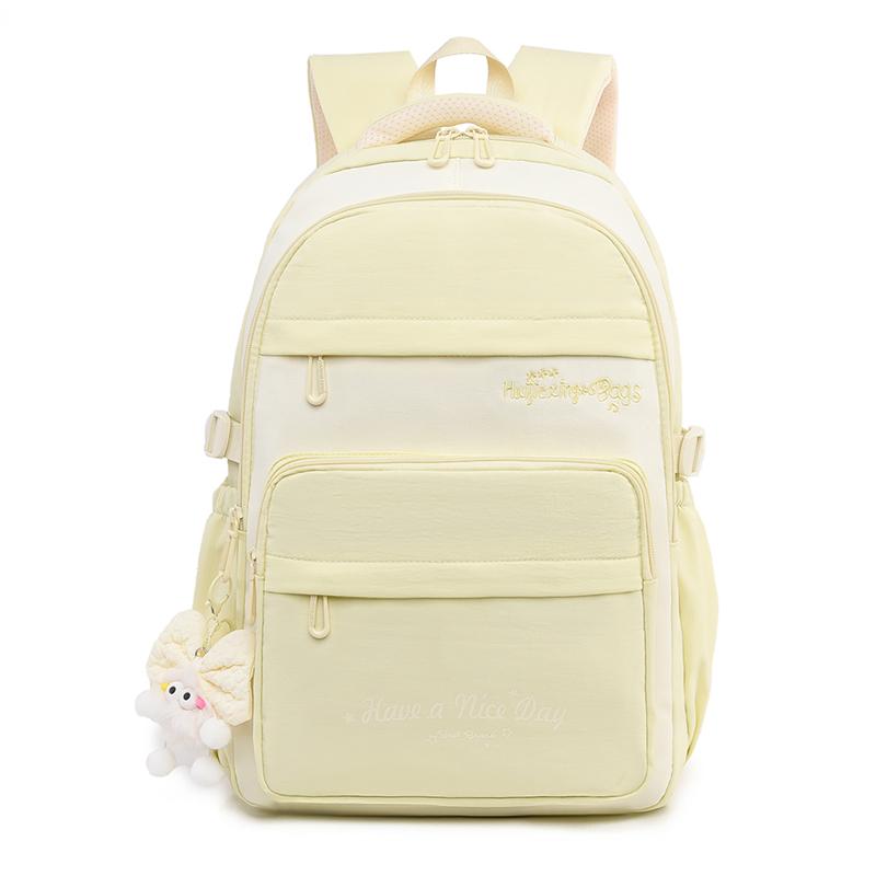 Color Block Women s Backpack Junior High School Student Schoolbag Lightweight Large Capacity Backpack жёлтый