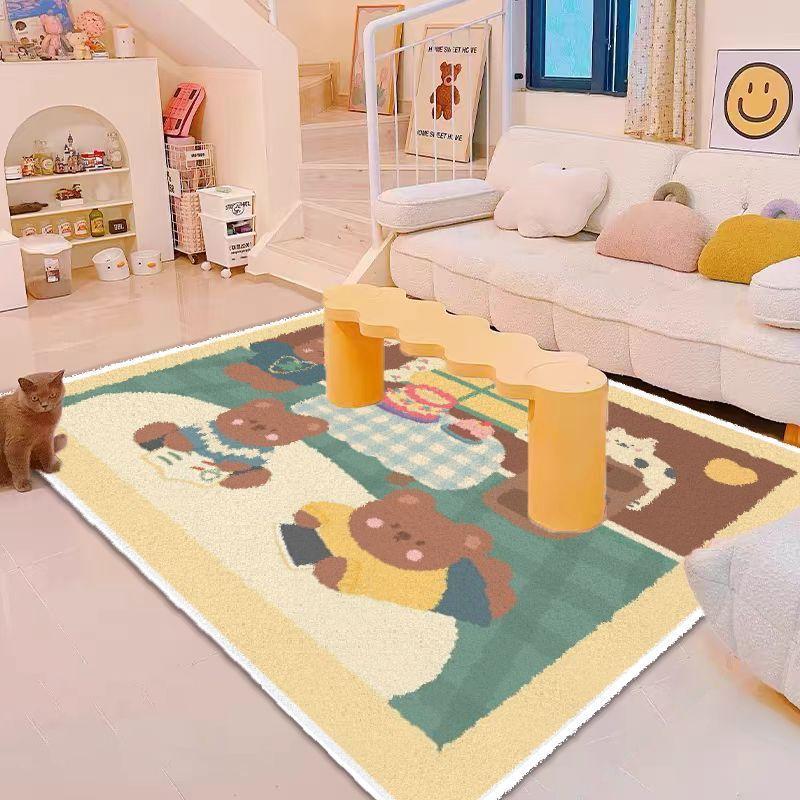 Casa Tapete Quarto Cama Cobertor Quarto de Menina Curto Veludo Resistente à Sujeira Sala de Estar Grande Área Infantil Quebra-cabeça Tapete de Chão Emenda