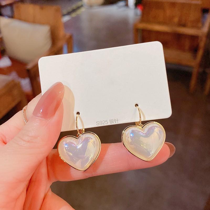 

Красочные серьги-подвески в форме сердца для женщин, ретро-персонализированные геометрические серьги с французской пряжкой, модные ювелирные аксессуары