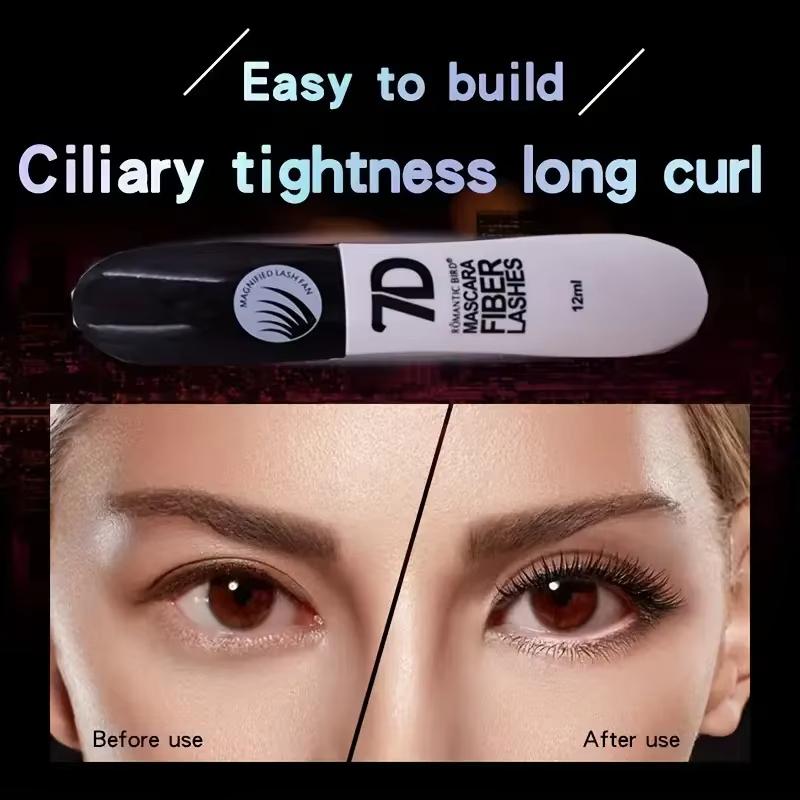 7D Fiber Mascara Set Waterproof Durable Curling Mascara Sweatproof Anti-smudge Slimming Base Mascara for All Skin Types