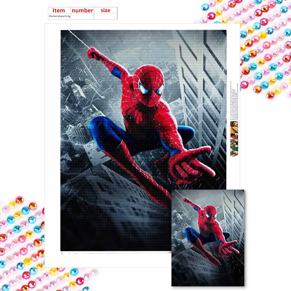 

Полная круглая алмазная живопись Скользящий Человек-паук Искусство Стразы Картина Мозаика Сделай сам 5D Вышивка крестом Украшение для дома Round 20x30cm