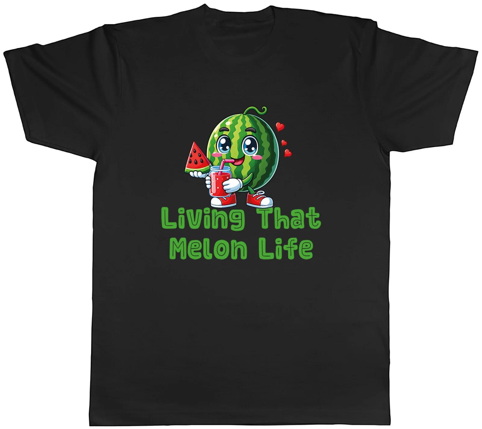 Living the Melon Life Mens T-Shirt Funny Watermelon Tee Gift S