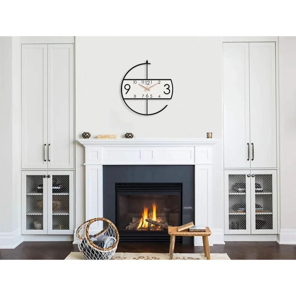 Large World Map Wall Clock, Metal Minimalist Modern Clock, Round Silent Non-Ticking Battery Operated Wall Clocks for Living Room/Home