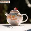 160ml Hand-painted Powder Magnolia Teapot Traditional Tea Infuser Pot Tea Maker Kettle With Strainer Dahongpao Teaware Supplies
