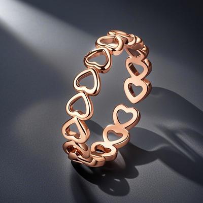 Pierścionek ze stali nierdzewnej 18k z wydrążonym motywem miłości - Luksus z wyższej półki i minimalistyczny styl dla kobiet