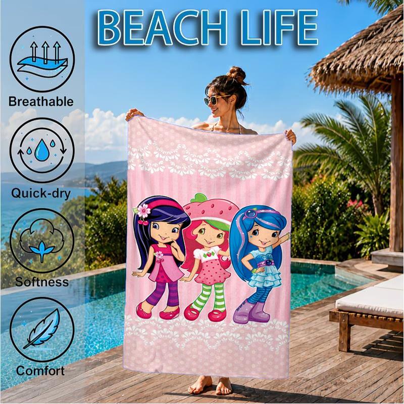 Straw-berry Sweet Moment Beach Towel, Microfiber Beach Towel, Perfect For Pool, Beach, Travel, Home Decor Beach Party Fan Gifts