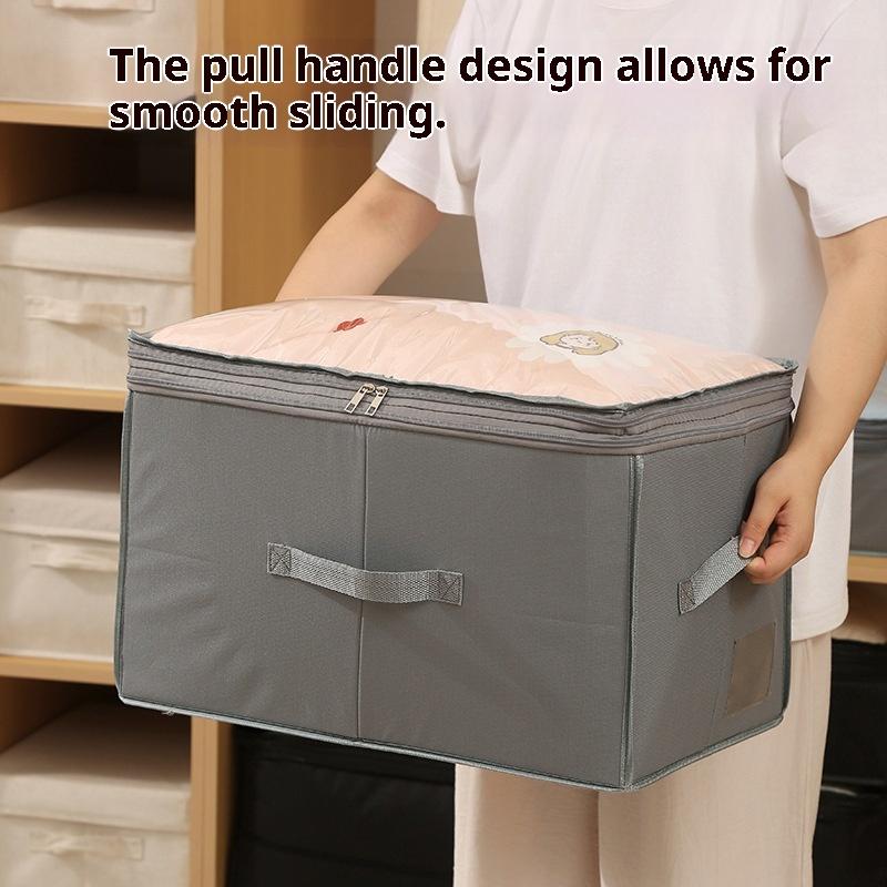 Under Bed Storage Box, Foldable Organizer with Clear PVC Window, Underbed Clothes/Shoes/Blanket Storage Container for Closet