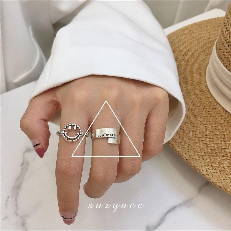 Ins Korean Unique Inspired S925 Silver Geometric Ring For Women With Charm Minimalist