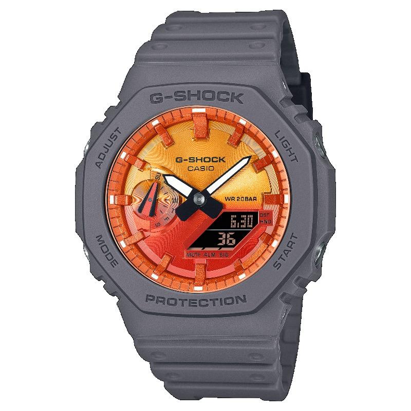 

Мужские часы Casio G-SHOCK, смола, водонепроницаемость 200 м, аналоговые, ударопрочные, кварцевые, GA-2100FL-8A серый