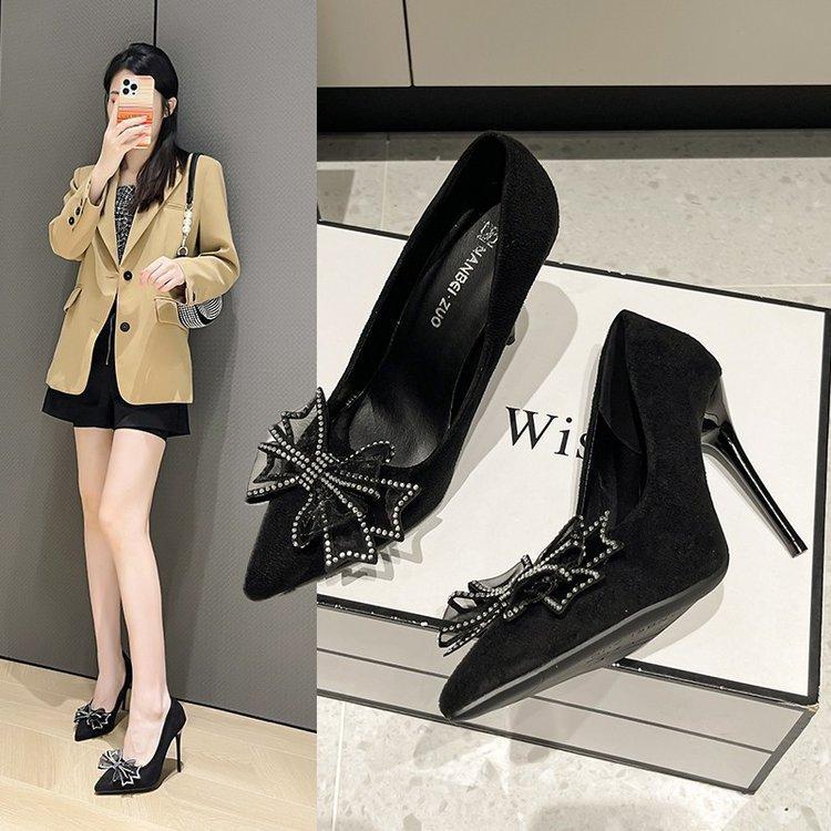 French high heels summer 2025 new European and American fashion flower pointed stiletto women's fashion shoes