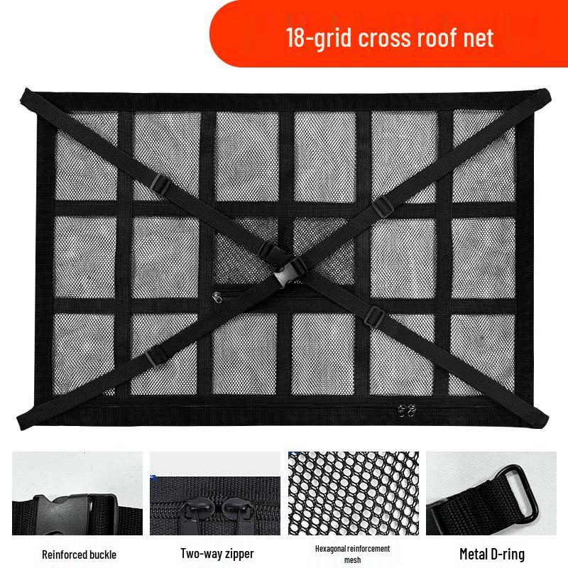 Roof Cargo Suitcase & Travel Clothesline with Mesh Pocket for Outdoor and Off-road Tours