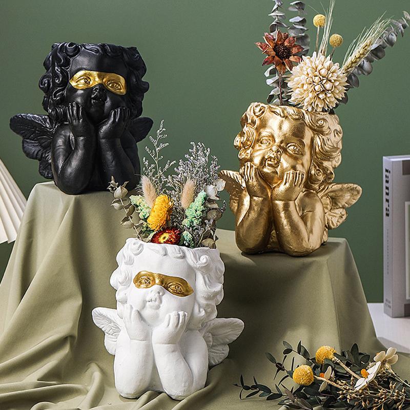 Ghiveci de flori cu înger drăguț Ghiveci suculent Jardinier din rășină Decor pentru interior Decorație de interior Ornamente de birou Ghiveci pentru plante bonsai