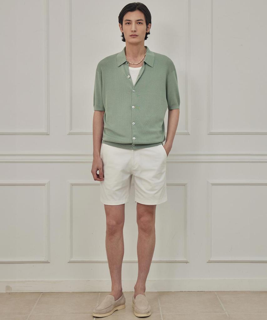 Theknitcompany Reese Silk Polo Cardigan - Shale Green