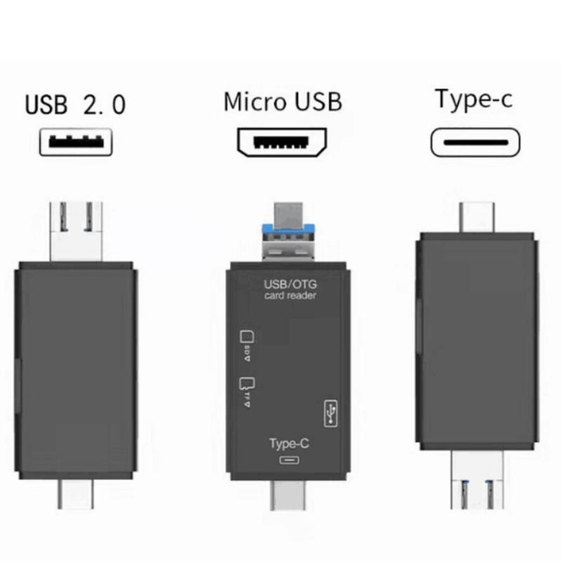 Multiple Connectors Type C SDTF SDXC MicroSDs Card Reader for Easy File Transfer Between Devices