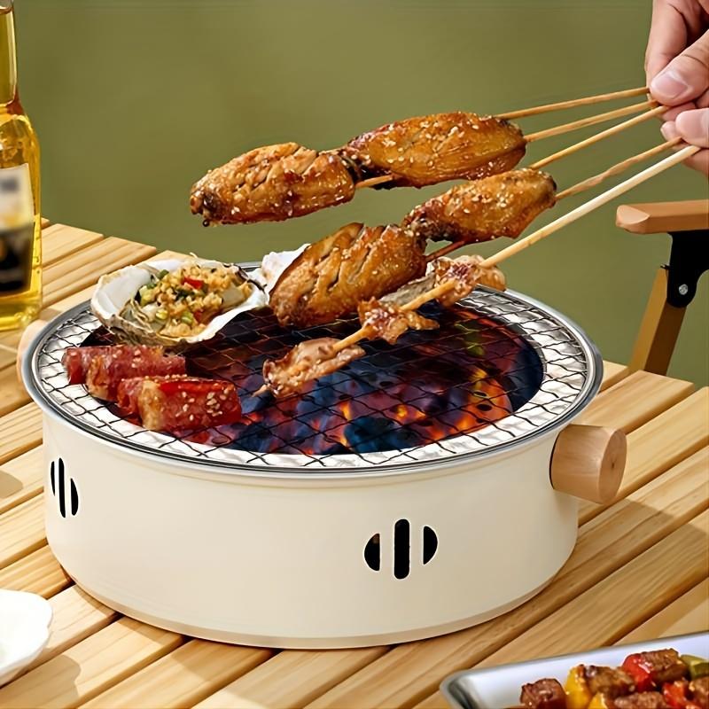 1pc Portable Barbecue Charcoal Stove Stainless Steel Split Barbecue Stove Round Non-stick BBQ Rack For Outdoor Camping (without Carbon)