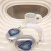 Cute Love Heart Luxurious Design Case for AirPods Max Headphones,Clear Crystal Glitter Shining Bling Diamonds Cover for AirPods Max Gift for Women