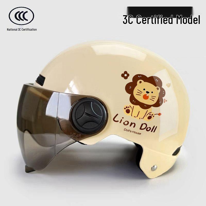 

Women s Cat 3C Certified Winter Electric Bicycle Helmet - Cute All-Season Half Motorcycle Helmet Long Sun Protection