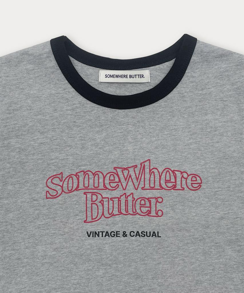 Sseomweeobeoteo Wave Logo Ringer Top - Gray(Black)
