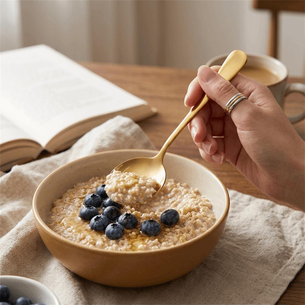 5Pcs Rustless Steel Dinner Spoon Smooth Polished Dessert Spoon Heavy Duty Serving Spoon For Cereal