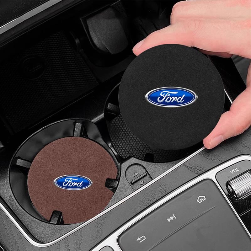 Badge Car Cup Coaster Waterproof Non-Slip Sift-Proof Spill Saucer For Ford Focus Mondeo Kuga Fiesta MK7 Escort Explorer Edge 2 4 MK2 MK4