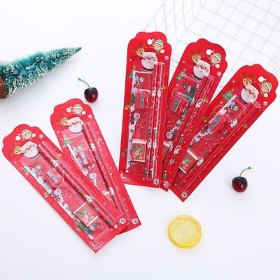 Children's Cartoon Christmas Sketch Set - 5-Piece Stationery Kit with Eraser and Pencils
