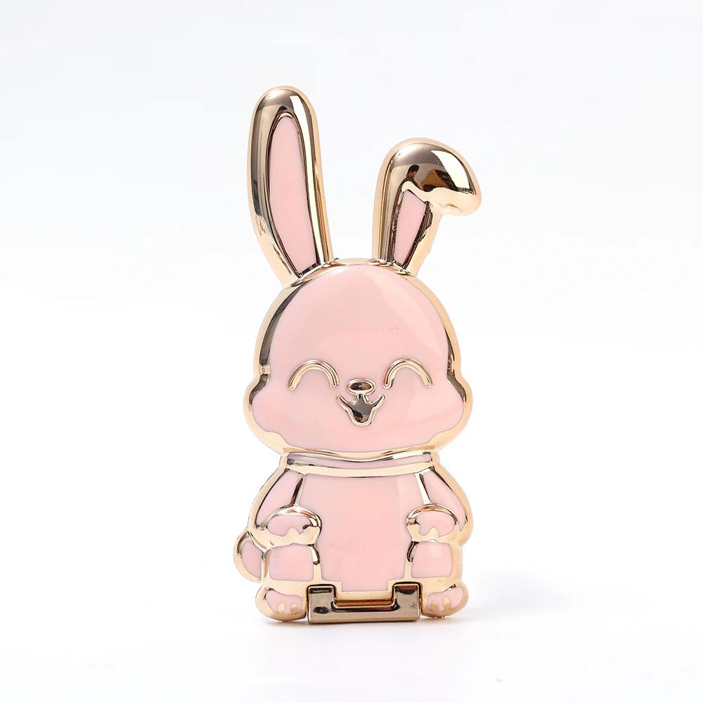 Universal Mobile Phone Bracket Cute Rabbit Ring Bracket Foldable Mobile Phone Bracket 2-in-1 Back-mounted Mobile Phone Bracket розовый