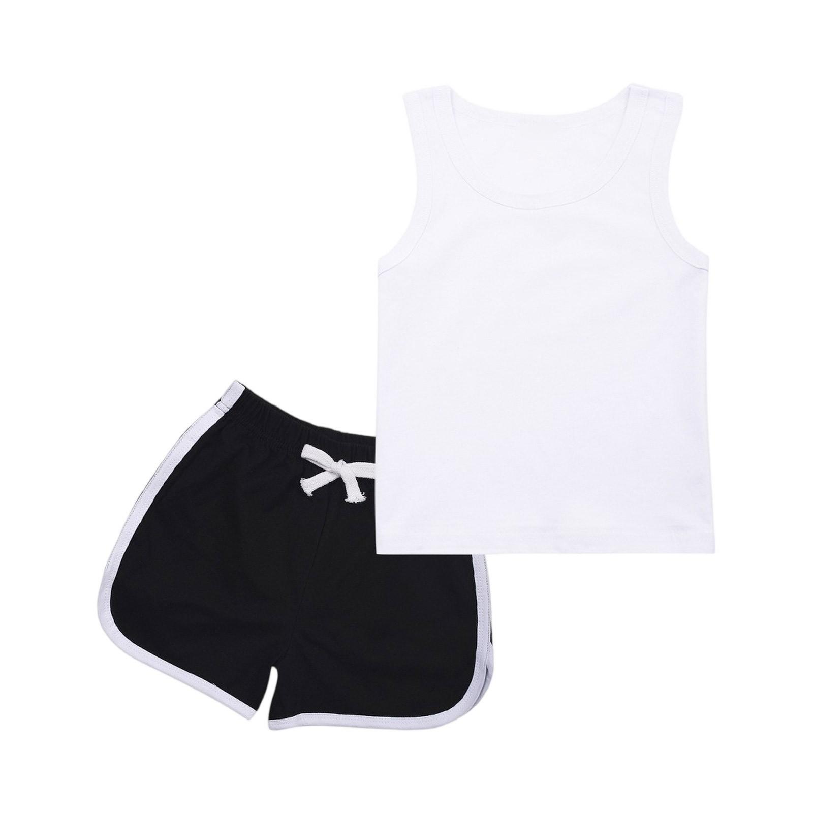 

Детский однотонный комплект из 2 предметов - майка без рукавов и брюки 160 белый