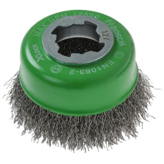 BOSCH Cup Wire Brush 75mm Straight Stainless 1 2608620728 X-LOCK (Cup Shape, Diameter, 0.3mm Steel, Brush) [Used]