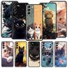 Cartoon Lovely Cat Art Fashion Phone Case For Samsung Galaxy S25 S24 S23 FE S22 Ultra S20 S21 5G S10 Plus S10E Soft Black Cover