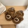 2025 autumn and winter new bear women's slippers pneumatic ear doll plush slippers fashion one-word platform shoes
