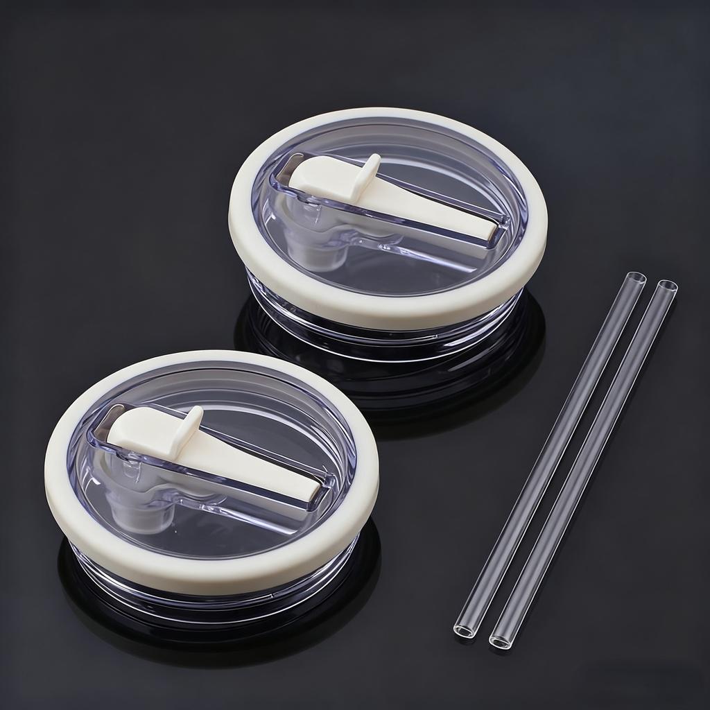 Anti-Spill Lid 40oz Reusable Eco-Friendly Cup Cover, Creative Spiral Straw Cap, Drinkware Accessory, Casual Style