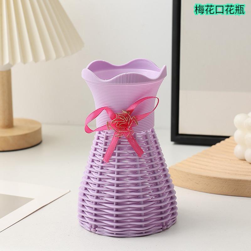 3pcs Water Ripple Plastic Vase Home Living Room Office Flower Arrangement Decoration Crafts Wedding Table Center Vase Ornament